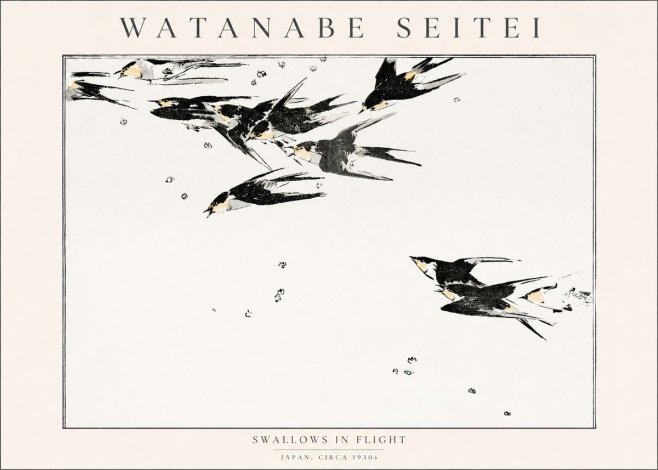 Watanabe Seitei Swallows in Flight No1 - Juliste