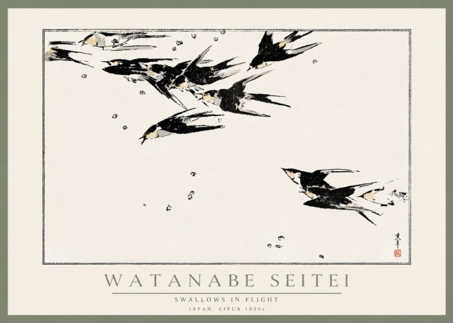 Watanabe Seitei Swallows in Flight No6 - Juliste