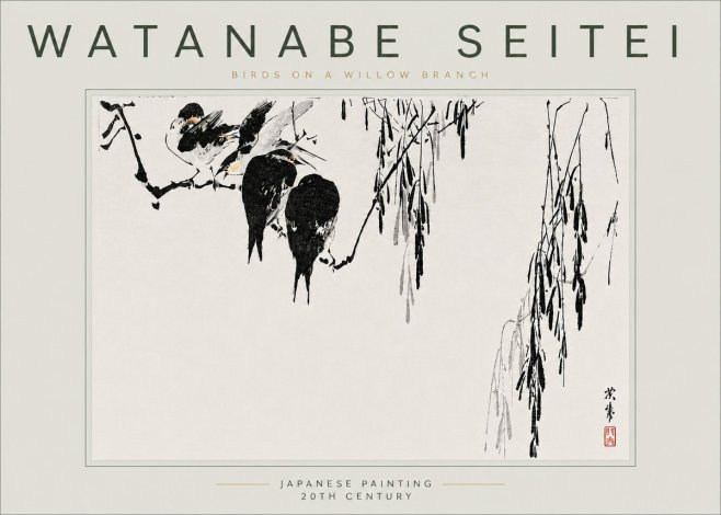 Watanabe Seitei Birds on a Willow Branch No6 - Juliste