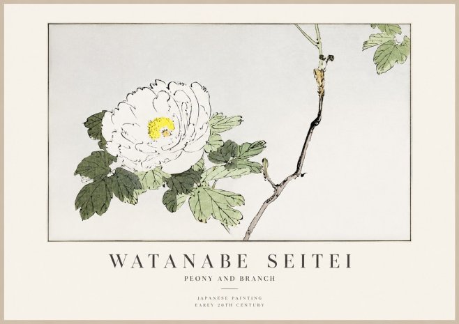 Watanabe Seitei Peony and Branch No1 - Juliste