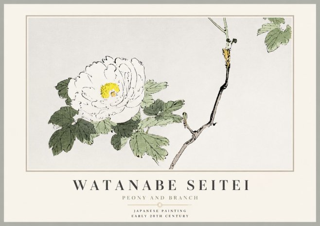 Watanabe Seitei Peony and Branch No3 - Juliste