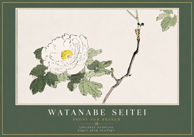 Watanabe Seitei Peony and Branch No4 - Juliste