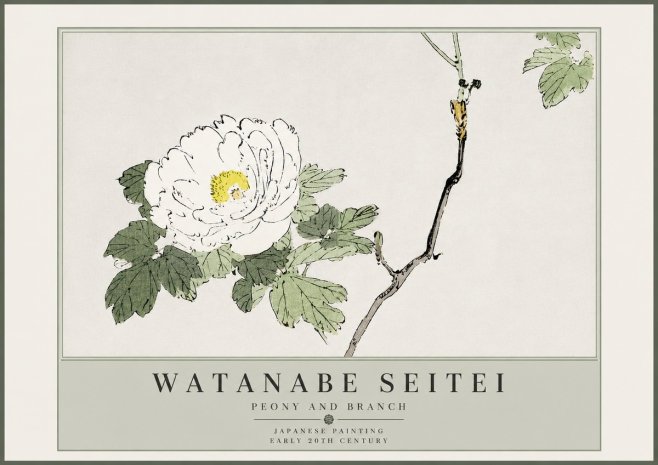 Watanabe Seitei Peony and Branch No5 - Juliste