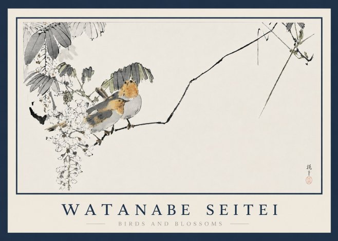 Watanabe Seitei Birds and Blossoms No3 - Juliste