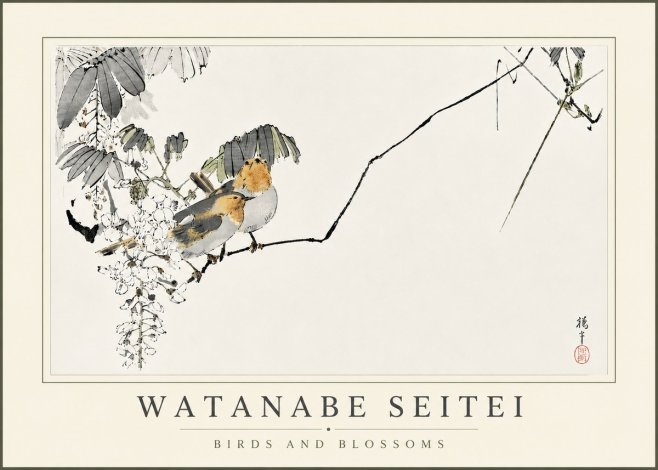 Watanabe Seitei Birds and Blossoms No5 - Juliste