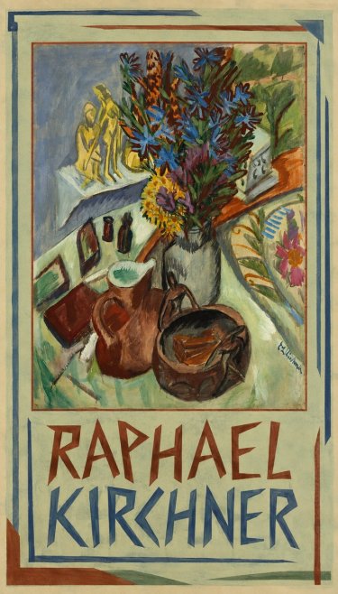 Raphael Kirchner Still Life with Blue Flowers and Figurines No1 - Juliste