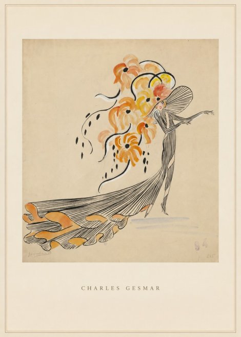 Charles Gesmar Lady with Floral Headdress No3 - Juliste