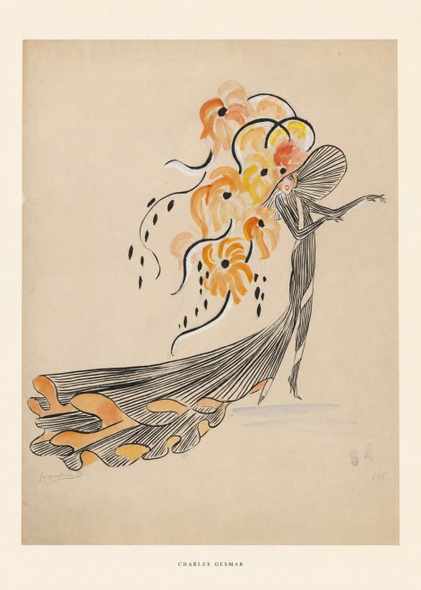 Charles Gesmar Lady with Floral Headdress No5 - Juliste
