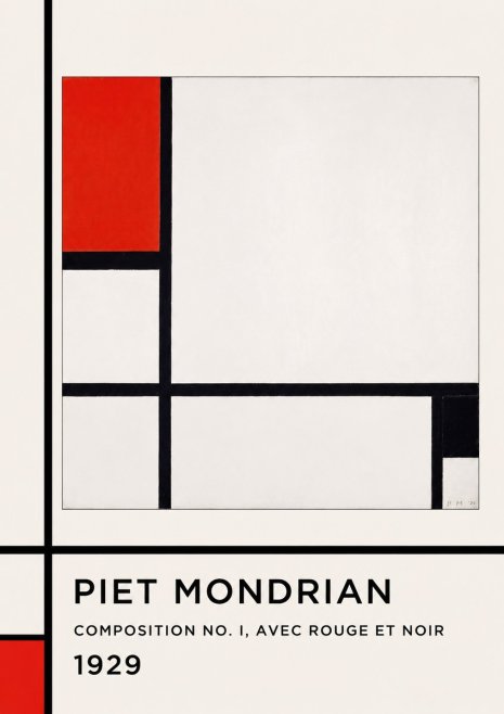 Piet Mondrian Composition No. I, Avec Rouge Et Noir No1 - Juliste