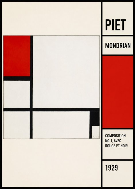 Piet Mondrian Composition No. I, Avec Rouge Et Noir No3 - Juliste