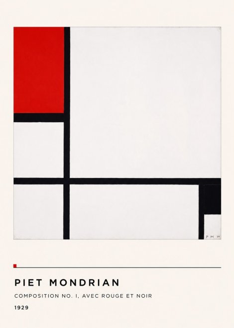 Piet Mondrian Composition No. I, Avec Rouge Et Noir No4 - Juliste