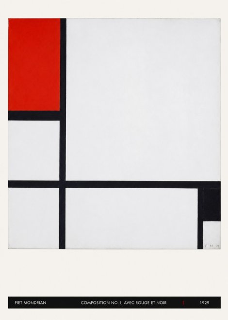 Piet Mondrian Composition No. I, Avec Rouge Et Noir No5 - Juliste