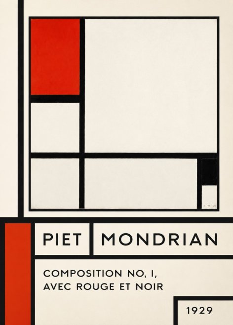 Piet Mondrian Composition No. I, Avec Rouge Et Noir No6 - Juliste