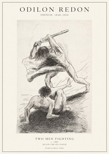 Odilon Redon Two Men Fighting No1 - Juliste