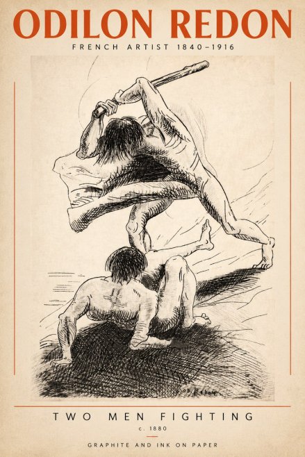 Odilon Redon Two Men Fighting No2 - Juliste