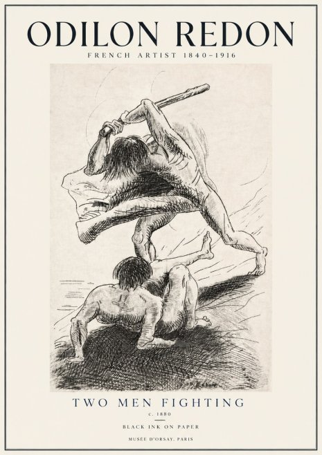 Odilon Redon Two Men Fighting No4 - Juliste