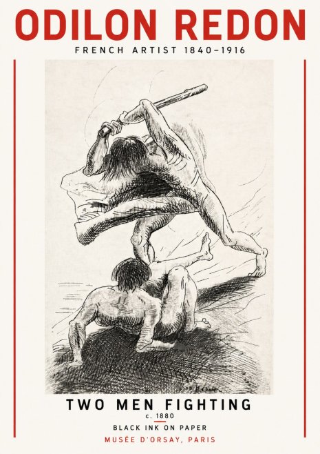 Odilon Redon Two Men Fighting No5 - Juliste
