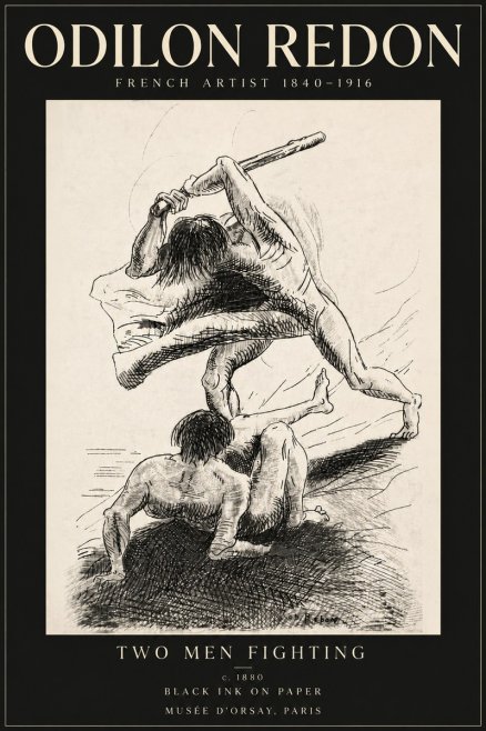 Odilon Redon Two Men Fighting No6 - Juliste
