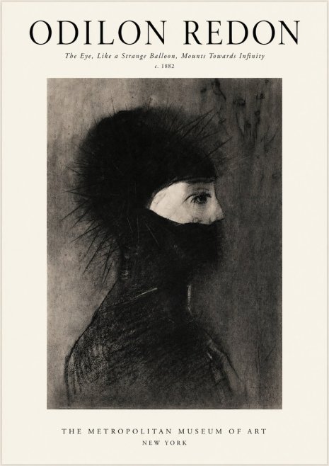Odilon Redon The Eye, Like a Strange Balloon, Mounts Towards Infinity No1 - Juliste