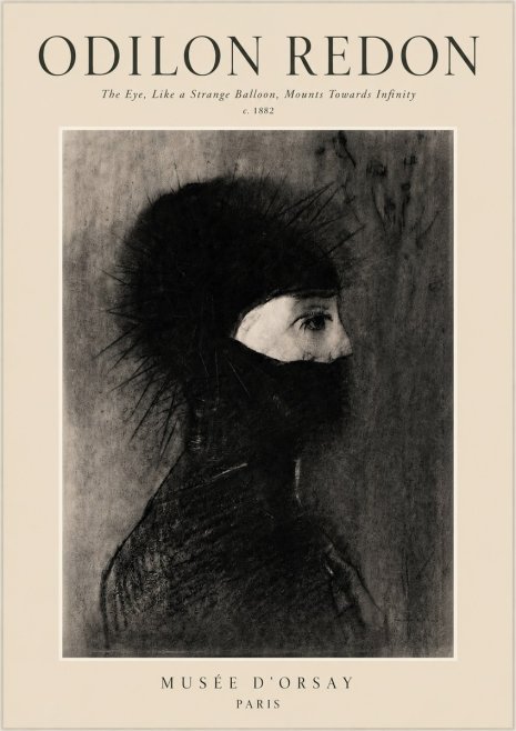 Odilon Redon The Eye, Like a Strange Balloon, Mounts Towards Infinity No3 - Juliste