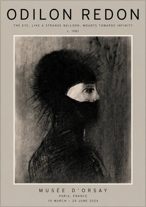 Odilon Redon The Eye, Like a Strange Balloon, Mounts Towards Infinity No4 - Juliste