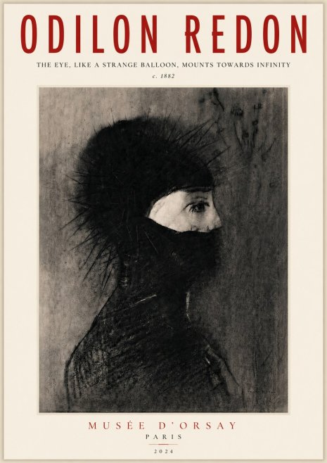 Odilon Redon The Eye, Like a Strange Balloon, Mounts Towards Infinity No5 - Juliste