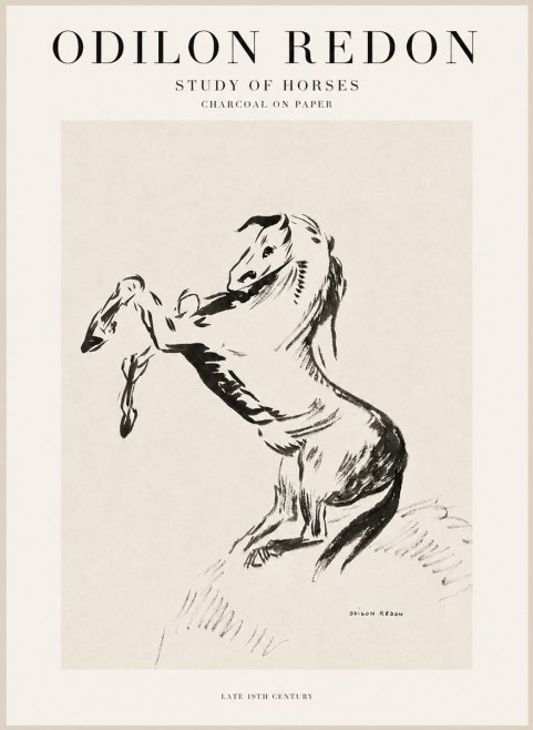 Odilon Redon Study of Horses No1 - Juliste