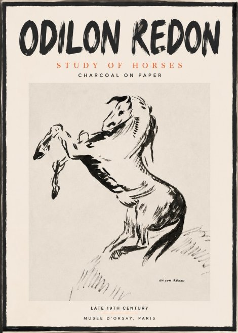 Odilon Redon Study of Horses No2 - Juliste