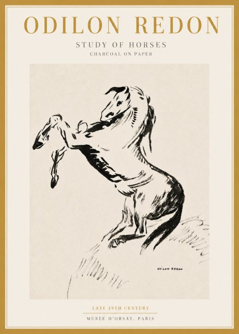 Odilon Redon Study of Horses No3 - Juliste