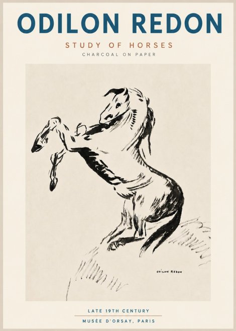 Odilon Redon Study of Horses No4 - Juliste