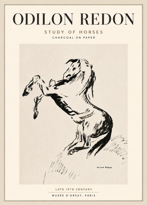 Odilon Redon Study of Horses No5 - Juliste