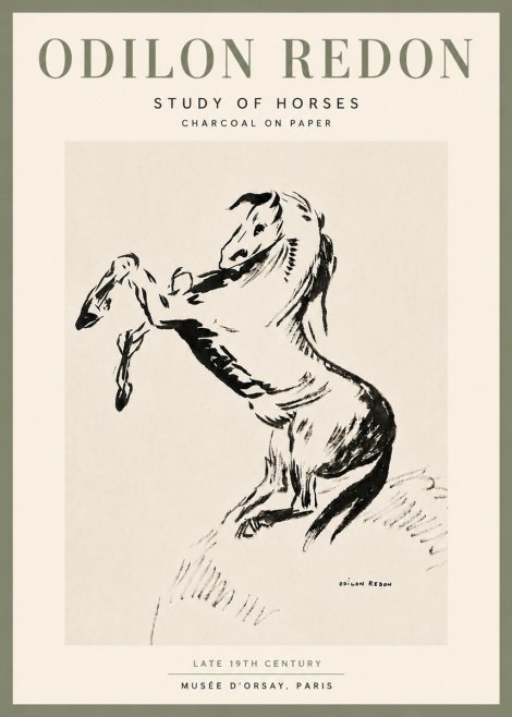 Odilon Redon Study of Horses No6 - Juliste