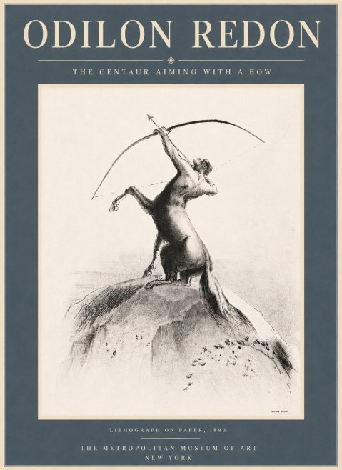 Odilon Redon The Centaur Aiming with a Bow No6 - Juliste