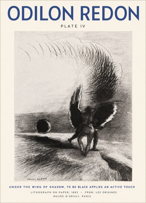 Odilon Redon Sous L'aile D'ombre L'être Noir Appliquait Une Active Morsure Plate Iv No2 - Juliste