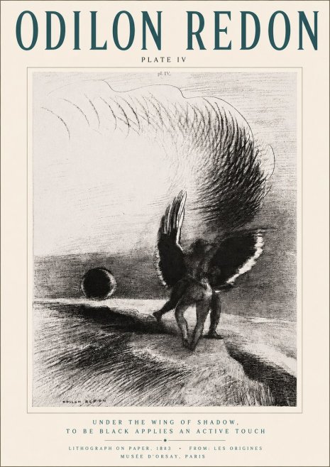 Odilon Redon Sous L'aile D'ombre L'être Noir Appliquait Une Active Morsure Plate Iv No4 - Juliste