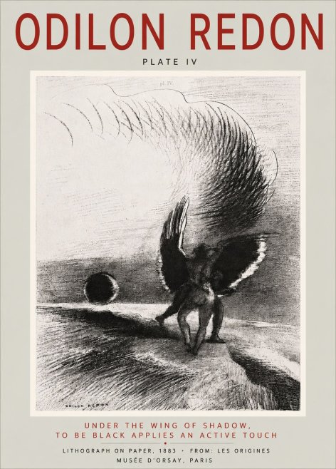 Odilon Redon Sous L'aile D'ombre L'être Noir Appliquait Une Active Morsure Plate Iv No6 - Juliste