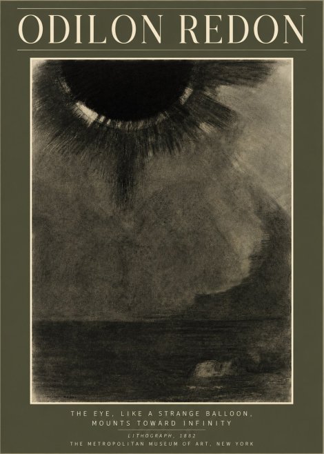 Odilon Redon The Eye, Like a Strange Balloon, Mounts Toward Infinity No4 - Juliste