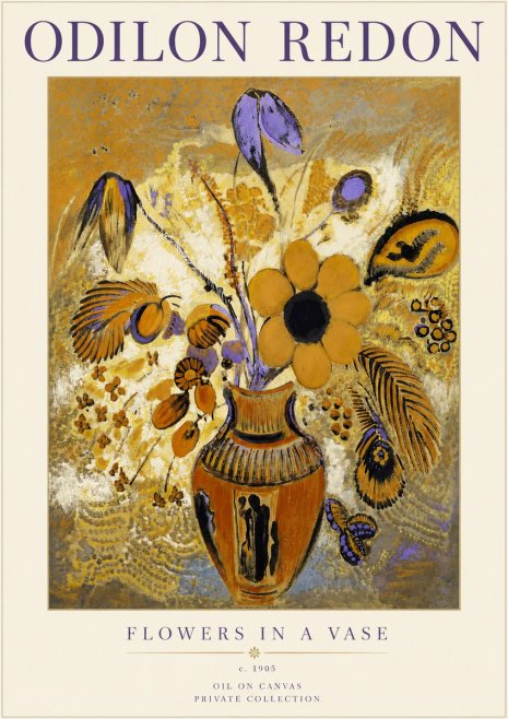 Odilon Redon Flowers in a Vase II No2 - Juliste