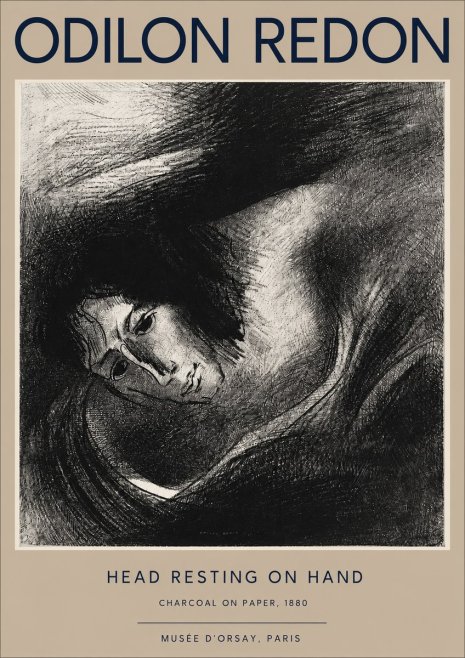Odilon Redon Head Resting on Hand No2 - Juliste