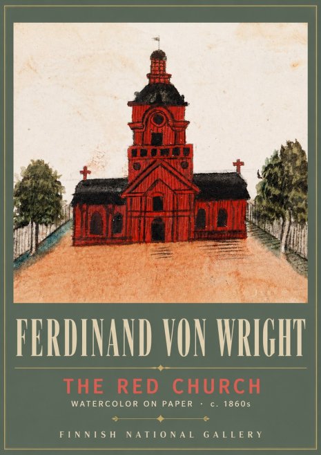 Ferdinand von Wright The Red Church No5 - Juliste