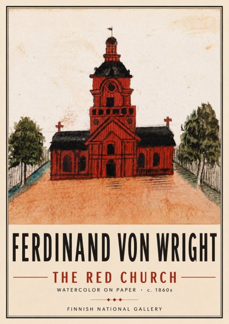 Ferdinand von Wright The Red Church No6 - Juliste