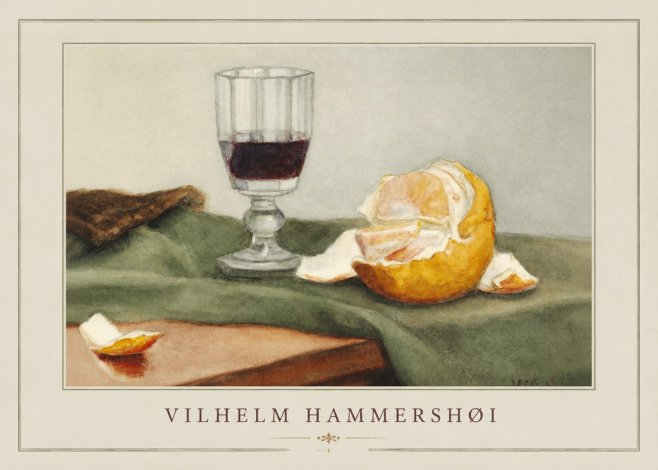 Vilhelm Hammershøi Still Life with Wine Glass and Orange No2 - Juliste