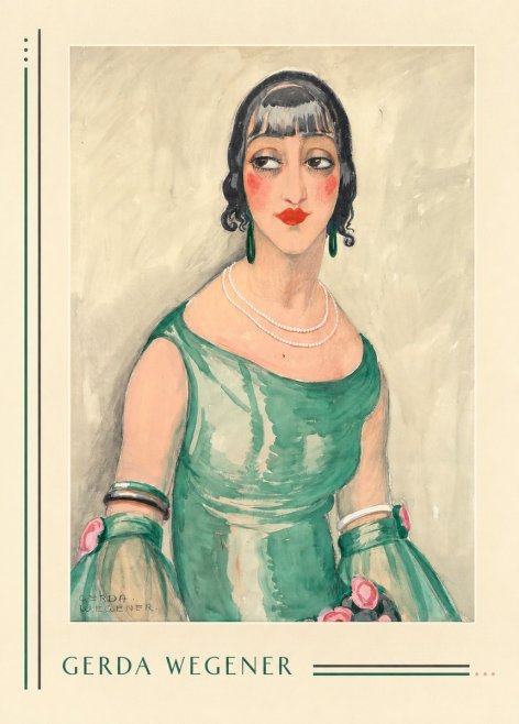 Gerda Wegener Portrait of a Woman in Green Dress No6 - Juliste