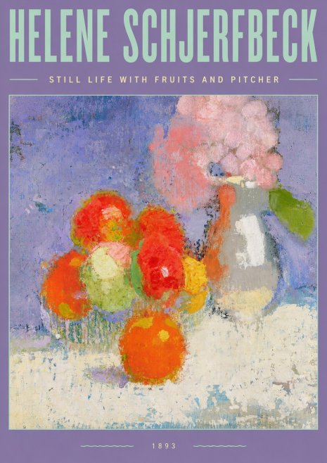 Helene Schjerfbeck Still Life with Fruits and Pitcher No3 - Juliste