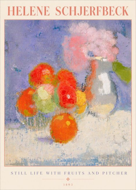 Helene Schjerfbeck Still Life with Fruits and Pitcher No5 - Juliste