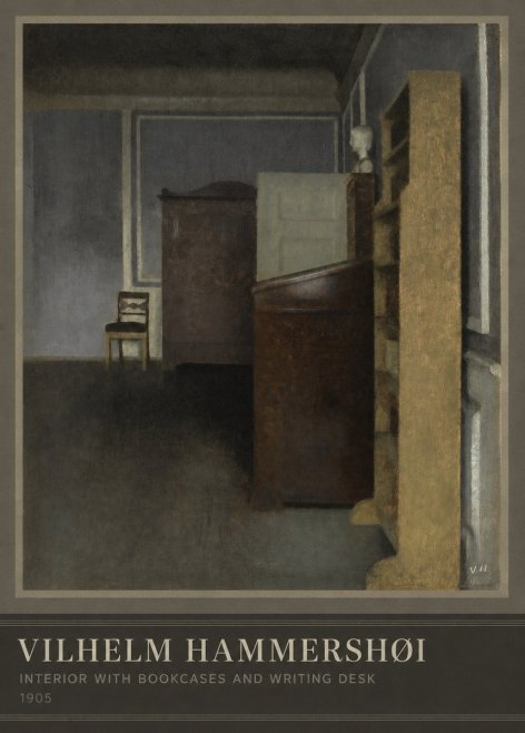 Vilhelm Hammershøi Interior with Bookcases and Writing Desk No3 - Juliste