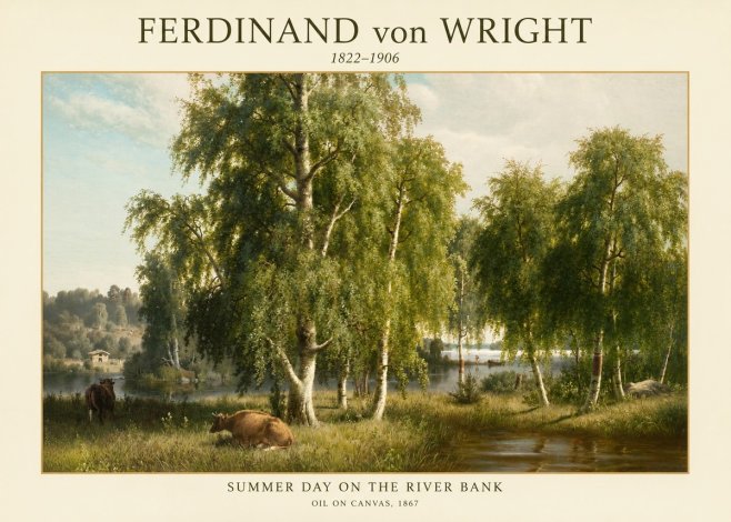 Ferdinand von Wright Summer Day on the River Bank No1 - Juliste