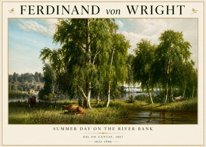 Ferdinand von Wright Summer Day on the River Bank No6 - Juliste
