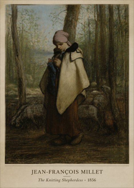 Jean-François Millet The Knitting Shepherdess · 1856 No5 - Juliste