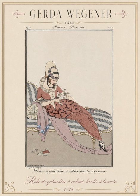 Gerda Wegener Robe De Gabardine À Volants Brodés À La Main II No1 - Juliste